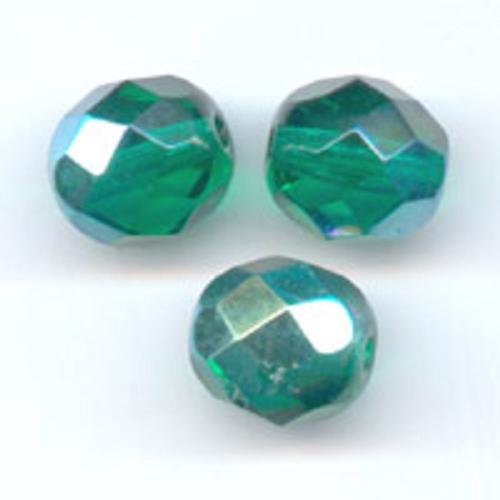 Lot 50 perles de facettes verre de boheme 4mm coloris emerald ab 50730/28701 - vert avec des reflets