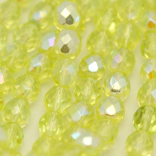 Lot 50 perles de facettes verre de boheme 4mm coloris jonquil ab 80130/28701 - jaune avec des reflets