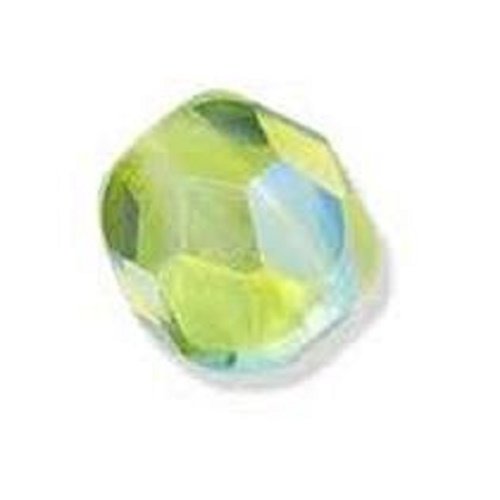 Lot 50 perles de facettes verre de boheme 4mm coloris olivine medium ab 50240/28701 - vert - olive avec des reflets