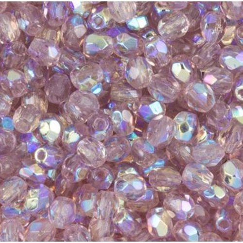 50 Perles Facettes cristal boheme 4mm LIGHT AMETHYST LUSTER