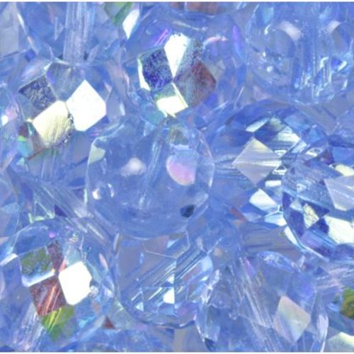 Lot 50 perles de facettes verre de boheme 4mm coloris light sapphire ab 30020/28701 - bleu avec des reflets