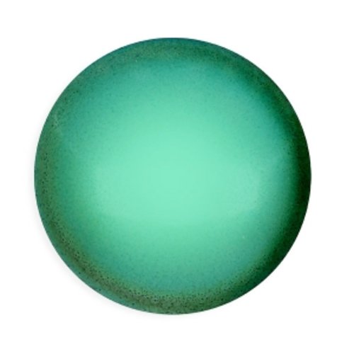1 cabochon rond en verre par puca® 18mm coloris green pearl 02010/11067 - vert - nacre