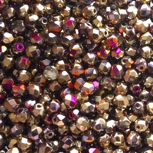 Lot 50 perles de facettes verre de boheme 4mm coloris california violet 00030/98545 - violet / or