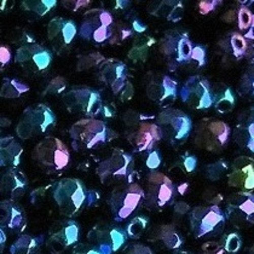 Lot 50 perles de facettes verre de boheme 4mm coloris blue iris 23980/21435 - multicolor / bleu