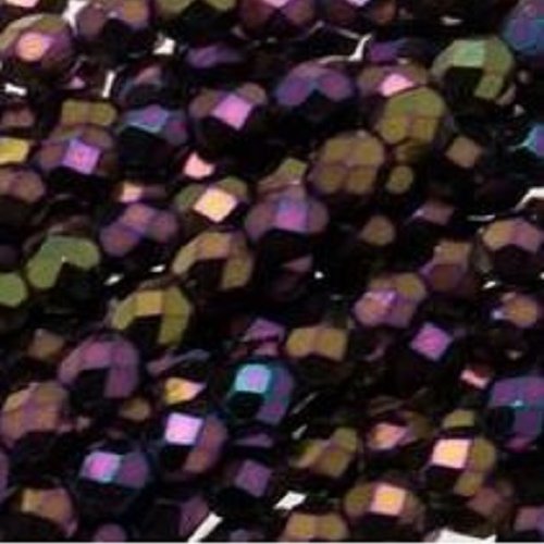 Lot 50 perles de facettes verre de boheme 4mm coloris red iris 23980/21495 - bleu / rouge