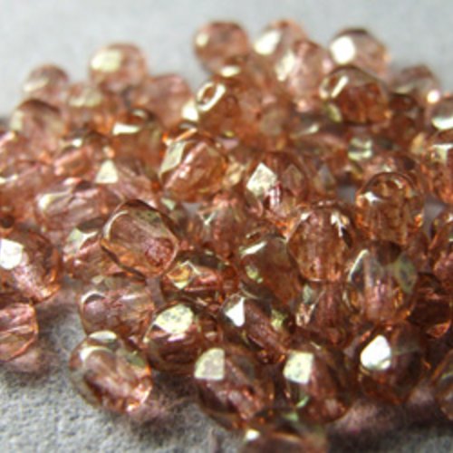 Lot 50 perles de facettes verre de boheme 4mm coloris rose luster 00030/15495 - pink