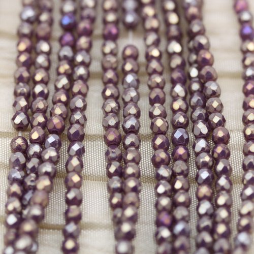 Lot 50 perles de facettes verre de boheme 4mm coloris light amethyst luster 00030/15726 - violet