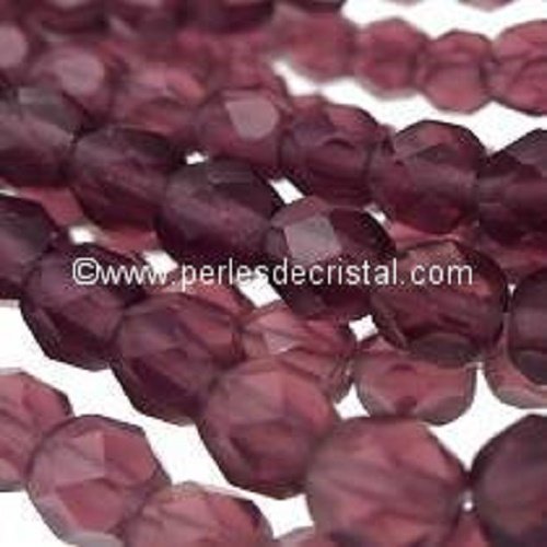 Lot 50 perles de facettes verre de boheme 4mm coloris amethyst mat 20060/84110 - violet