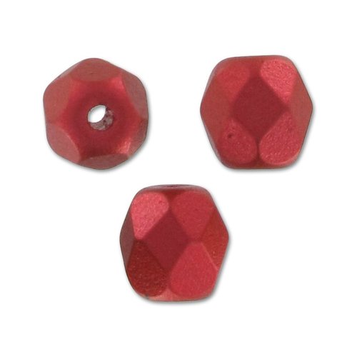 Lot 50 perles de facettes verre de boheme 4mm coloris red metallic mat 00030/01890 - rouge