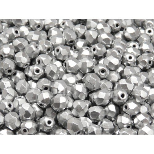 Lot 50 perles de facettes verre de boheme 4mm coloris silver aluminium  mat 00030/01700 - argent