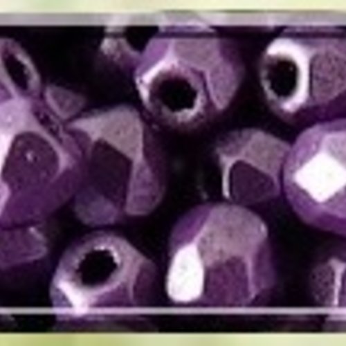 Lot 50 perles de facettes verre de boheme 4mm coloris metallic mat dark purple 23980/79022 - violet