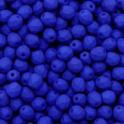 Lot 50 perles de facettes verre de boheme 4mm coloris blue neon mat 02010/25126 - bleu fluo