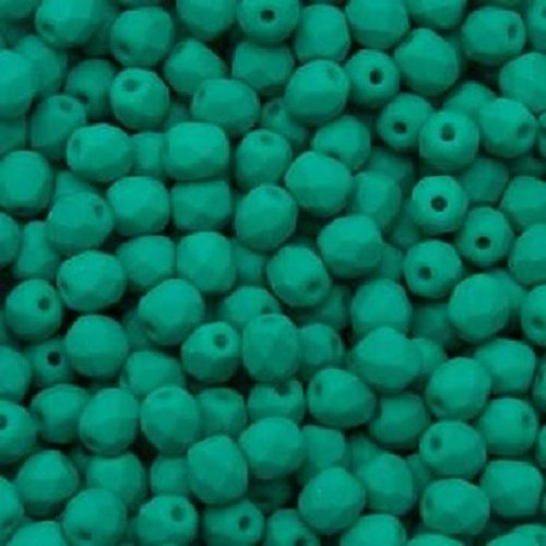 Lot 50 perles de facettes verre de boheme 4mm coloris dark green neon mat 02010/25128 - vert fonce fluo