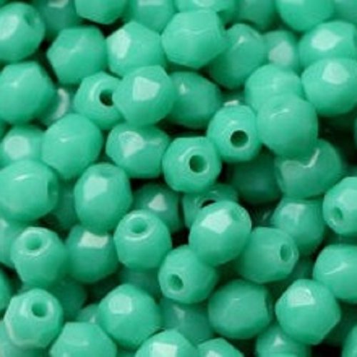 Lot 50 perles de facettes verre de boheme 4mm coloris opaque green turquoise 63130 - vert