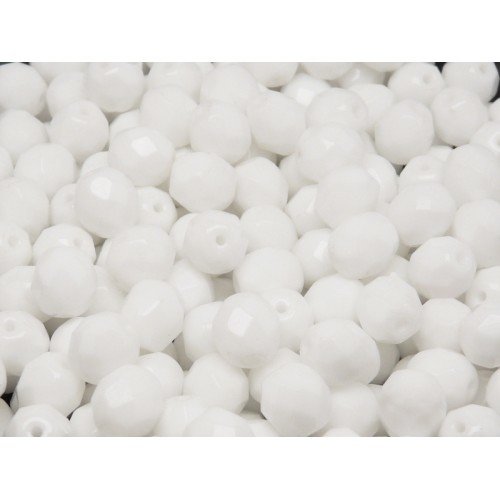 Lot 50 perles de facettes verre de boheme 4mm coloris opaque white 03000 - blanc - chalkwhite
