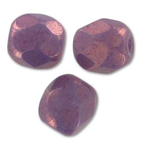 Lot 50 perles de facettes verre de boheme 4mm coloris opaque amethyst / gold ceramic look 03000/15726 - violet / or