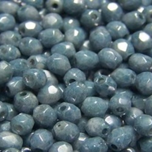 Lot 50 perles de facettes verre de boheme 4mm coloris opaque blue ceramic look 03000/14464 - bleu
