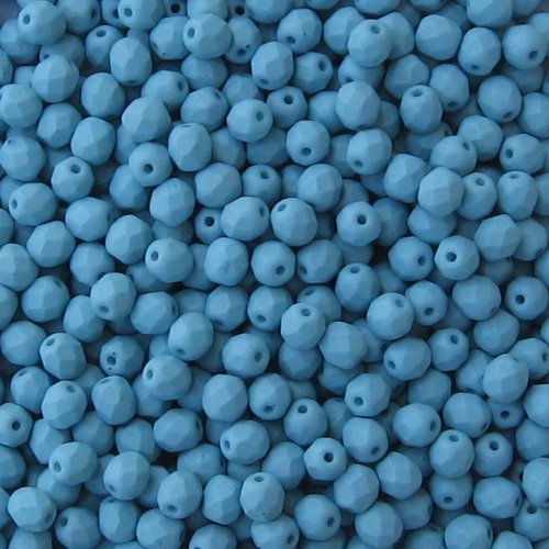 Lot 50 perles de facettes verre de boheme 4mm coloris opaque light azore silk mat 02010/29567 - bleu