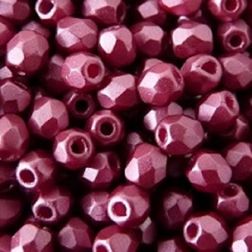 Lot 50 perles de facettes verre de boheme 4mm coloris pastel burgundy 02010/25031 - violet
