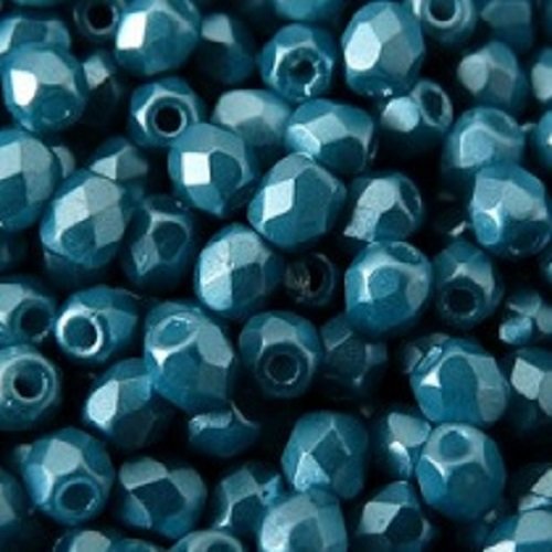 Lot 50 perles de facettes verre de boheme 4mm coloris pastel emerald 02010/25043 - vert / bleu