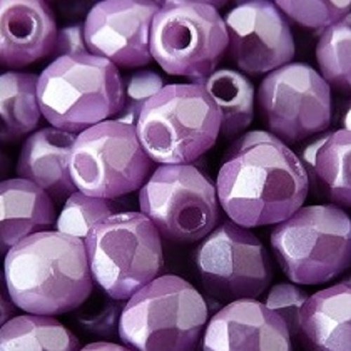 Lot 50 perles de facettes verre de boheme 4mm coloris pastel lila 02010/25012 - violet - rose