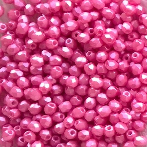 Lot 50 perles de facettes verre de boheme 4mm coloris pastel pink 02010/25008 - rose