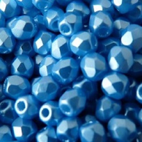 Lot 50 perles de facettes verre de boheme 4mm coloris pastel turquoise 02010/25020 - bleu