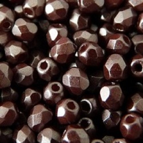Lot 50 perles de facettes verre de boheme 4mm coloris pastel dark brown bronze 02010/25036 - marron