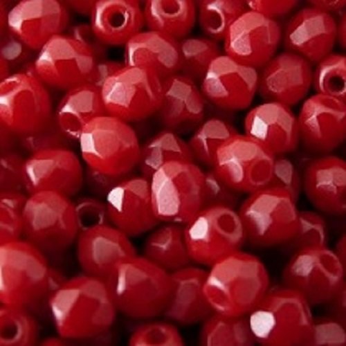 Lot 50 perles de facettes verre de boheme 4mm coloris pastel dark coral 02010/25010 - rouge