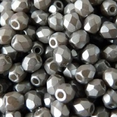 Lot 50 perles de facettes verre de boheme 4mm coloris pastel light grey silver 02010/25028 - gris - argent