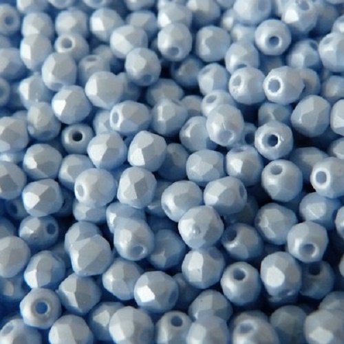 Lot 50 perles de facettes verre de boheme 4mm coloris blue pearl 02010/29310 - bleu nacre