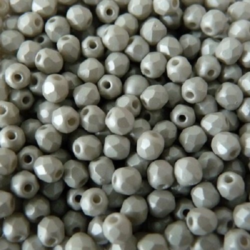 Lot 50 perles de facettes verre de boheme 4mm coloris grey pearl 02010/29320 - gris nacre