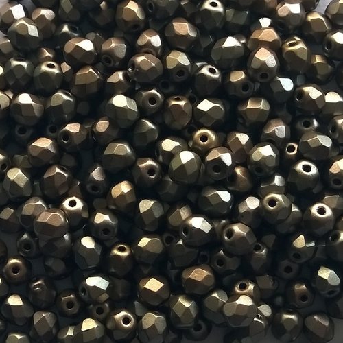 Lot 50 perles de facettes verre de boheme 4mm coloris crystal grey rainbow 00030/01670 - gris - marron