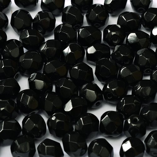 Lot 1200 perles de facettes verre de boheme 4mm coloris jet 23980 - noir - black