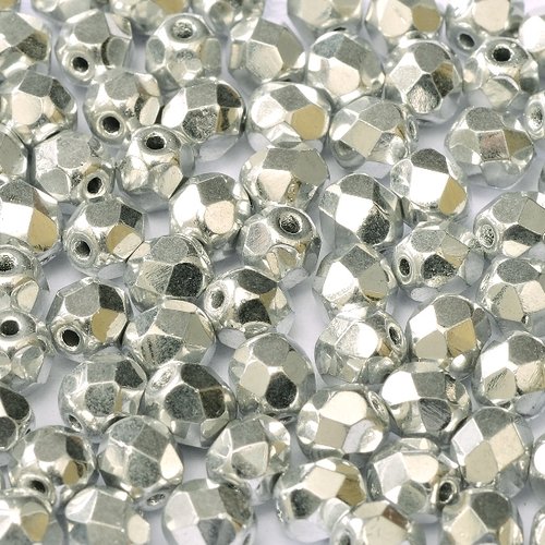 Lot 1200 perles de facettes verre de boheme 4mm coloris crystal labrador full 00030/27000 - argent