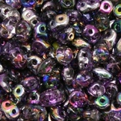 10gr miniduo® 2x4mm en verre coloris crystal magic violet grey 00030/95500 - violet - gris - transparent - multicolore