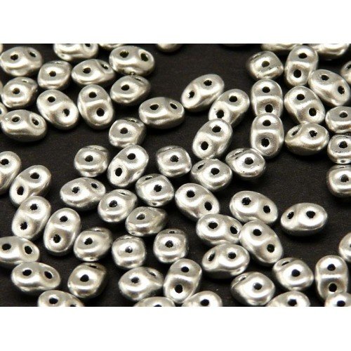 10gr miniduo® 2x4mm en verre coloris silver aluminium mat 00030/01700 - argent