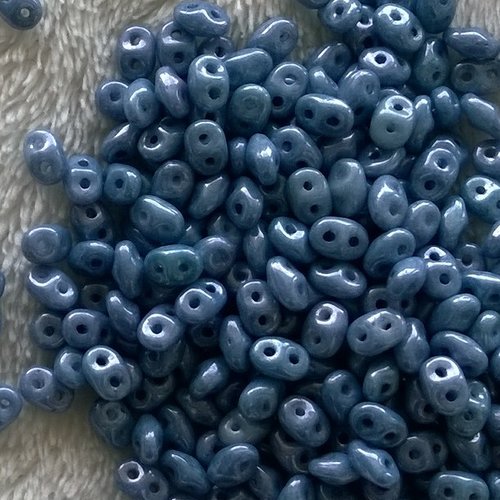 10gr miniduo® 2x4mm en verre coloris opaque blue ceramic look 03000/14464 - bleu