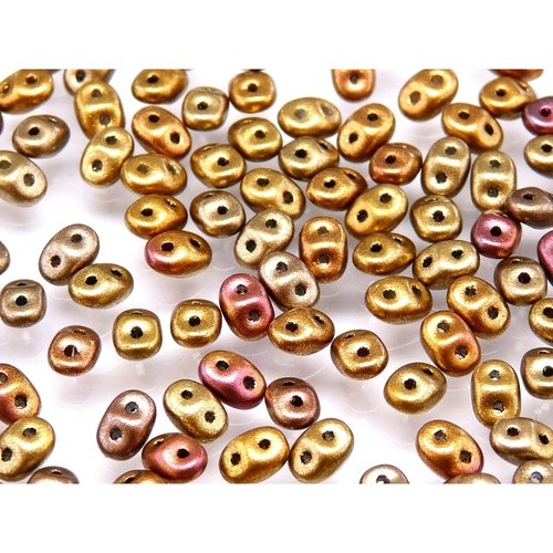 10gr miniduo® 2x4mm en verre coloris crystal gold rainbow 00030/01610 - dore - or - cuivre