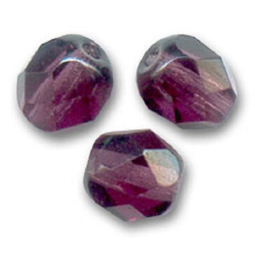 Lot 25 perles de facettes verre de boheme 6mm coloris amethyst 20060 - violet