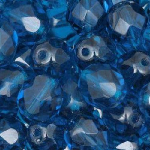Lot 25 perles de facettes verre de boheme 6mm coloris capri blue 60310 - bleu