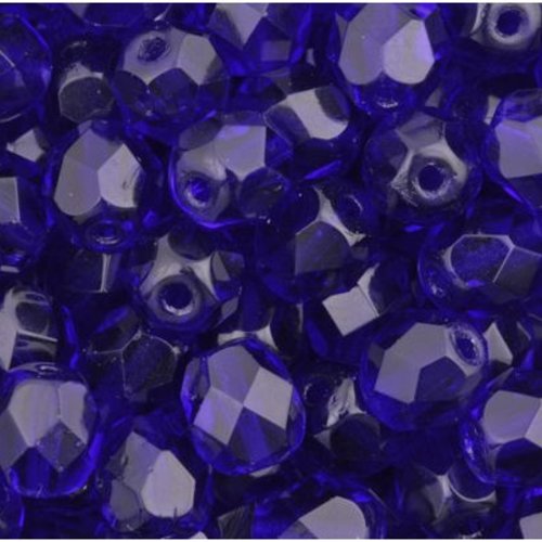 Lot 25 perles de facettes verre de boheme 6mm coloris cobalt 30090 - bleu