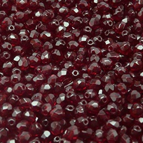 Lot 25 perles de facettes verre de boheme 6mm coloris garnet 90120 - rouge