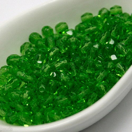 Lot 25 perles de facettes verre de boheme 6mm coloris green 50120 - vert