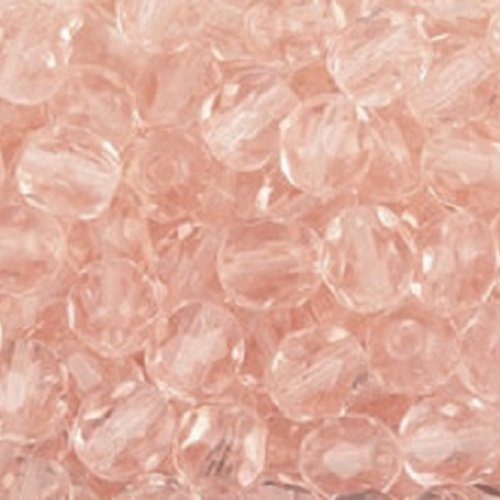 Lot 25 perles de facettes verre de boheme 6mm coloris light rose 70110 - pink