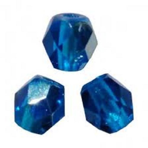 Lot 25 perles de facettes verre de boheme 6mm coloris capri blue ab 60080/28701 - bleu avec des reflets