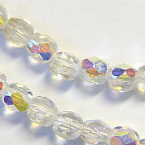 Lot 25 perles de facettes verre de boheme 6mm coloris crytal ab 00030/28701 - transparent avec des reflets