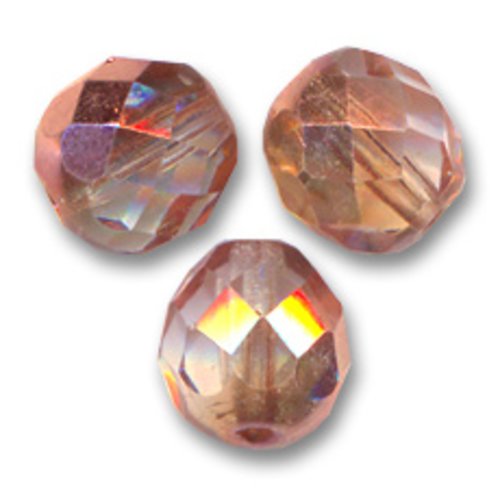 Lot 25 perles de facettes verre de boheme 6mm coloris crystal capri gold 00030/27101 - transparent / or