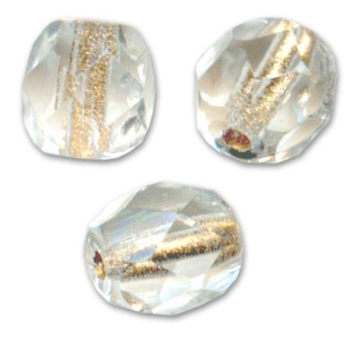 Lot 25 perles de facettes verre de boheme 6mm coloris crystal bronze lined 00030/68106 - transparent