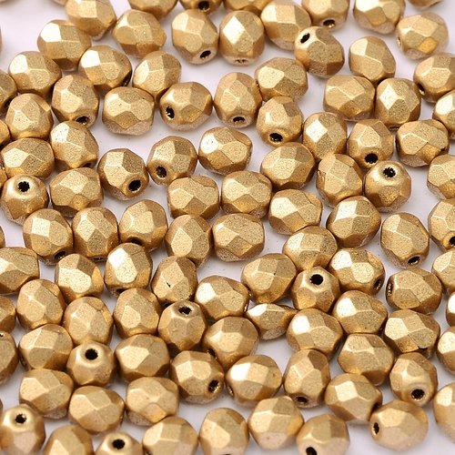 Lot 25 perles de facettes verre de boheme 6mm coloris light gold mat 00030/01710 - dore - or - aztec